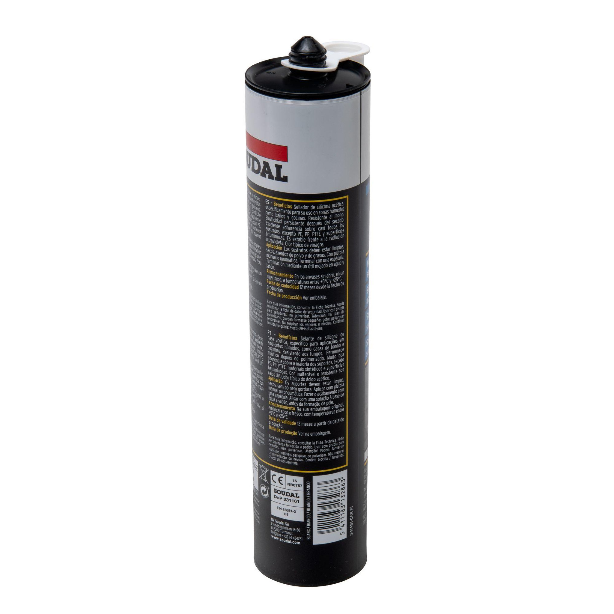 Voir la diapositive 4 : Soudal Cartouche silicone sanitaire blanc 280ml soudal
