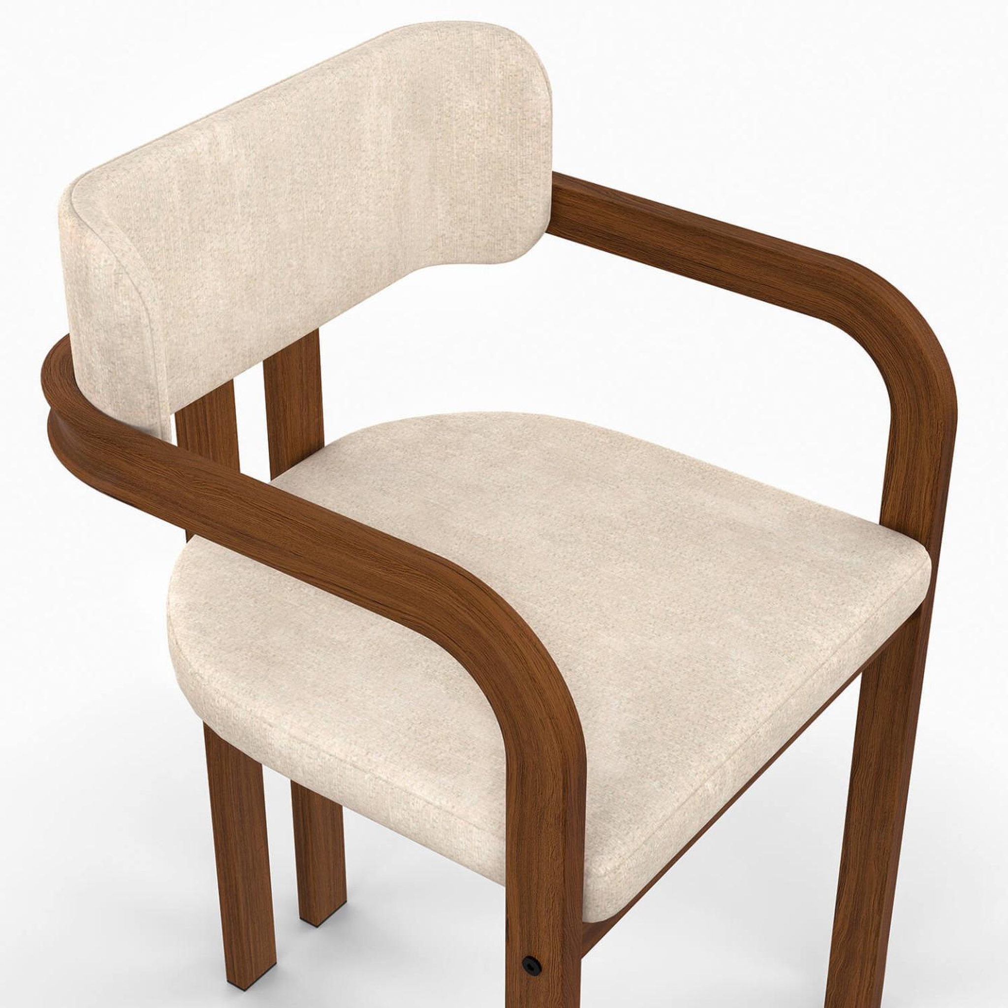 Voir la diapositive 6 : ID MARKET Lot de 4 chaises de salle à manger, fauteuils de table esma en métal effet noyer et tissu chenille beige avec accoudoirs