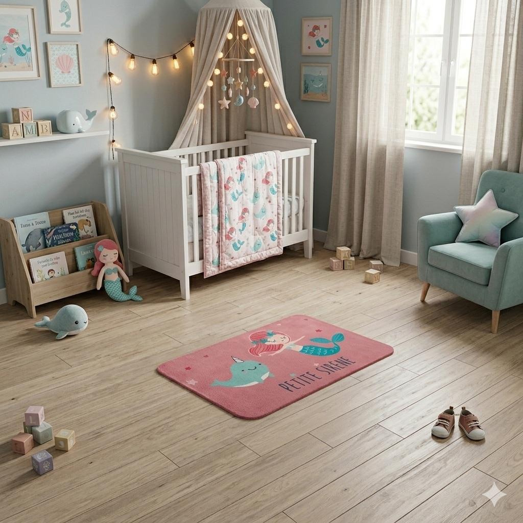 Voir la diapositive 3 : Eden Tapis en velours petite sirène et narval