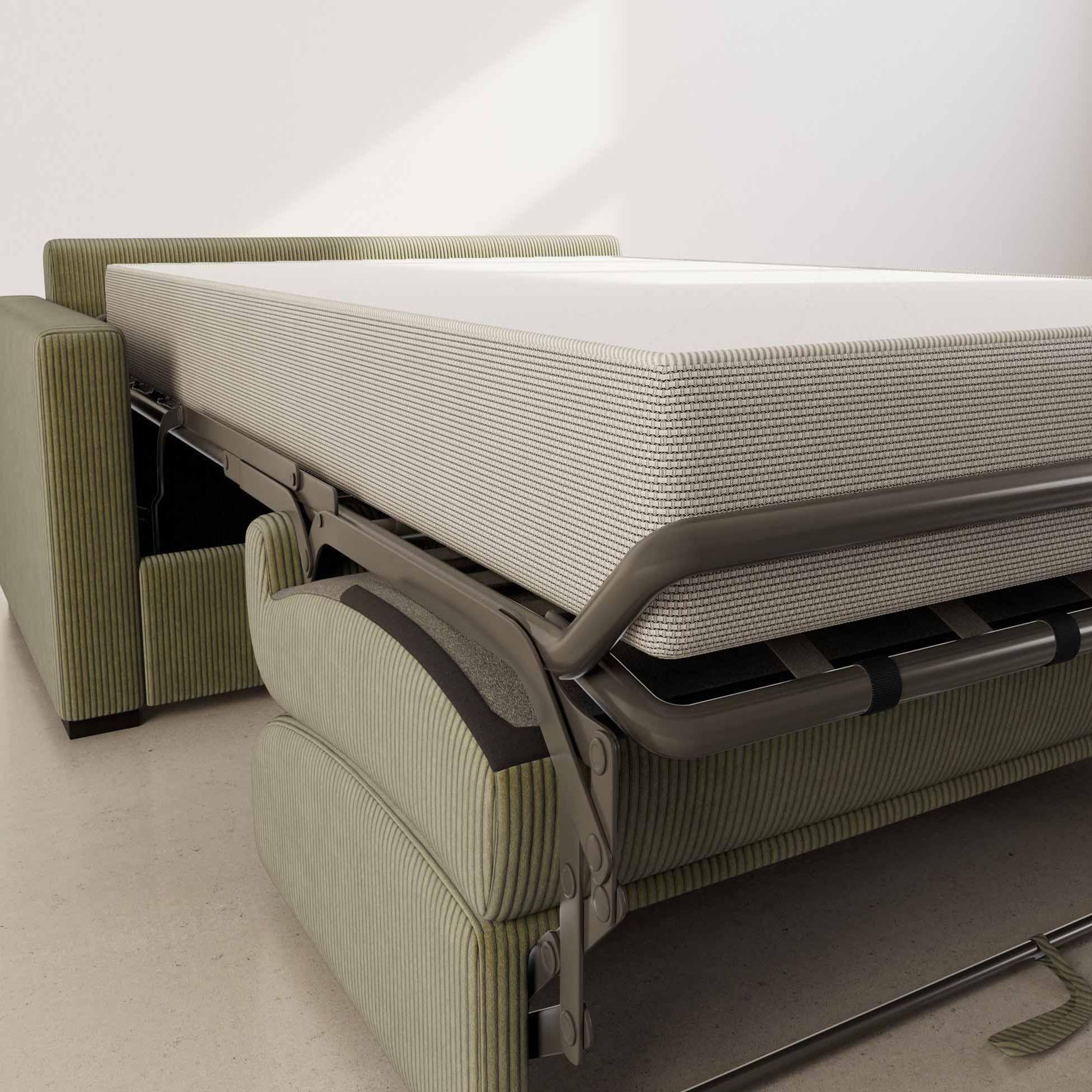 Voir la diapositive 3 : BEST MOBILIER Tristan - canapé lit 3 places convertible express couchage quotidien 140 cm matelas 18 cm en velours côtelé