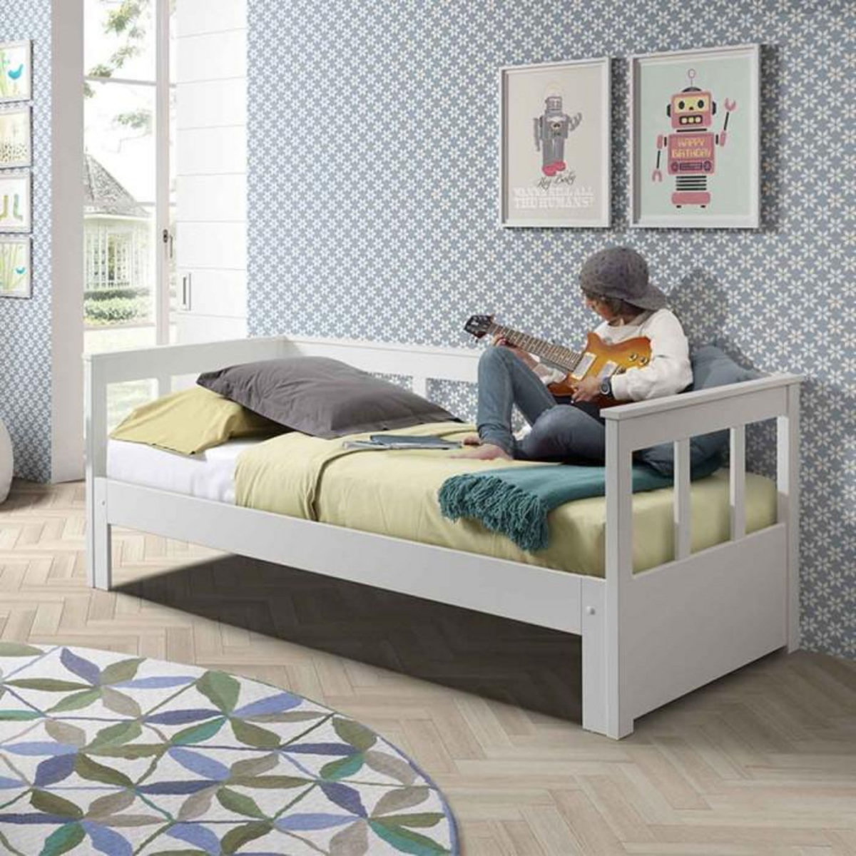 Paris Prix Lit Banquette Extensible  Pino  90x200cm Blanc