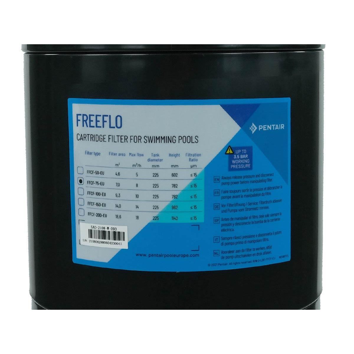 Pentair Filtre à cartouche FreeFlo 8 m³/h - Pentair
