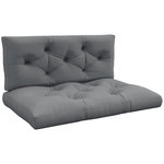 OUTSUNNY Lot de 2 coussins assises dossiers banc de jardin canapé dim. 120L x 80l x 12H cm polyester gris