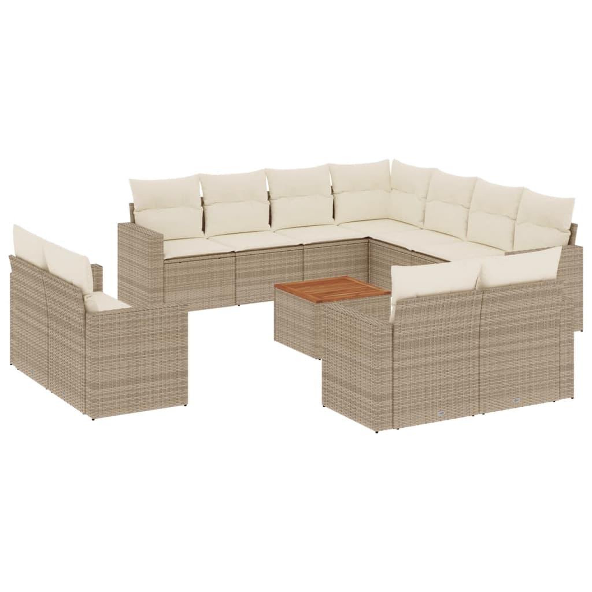 Voir la diapositive 2 : VIDAXL Salon de jardin avec coussins 12 pcs beige resine tressee