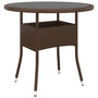 Voir la diapositive 1 : VIDAXL Table de jardin Ø80x75 cm Verre trempe/resine tressee Marron