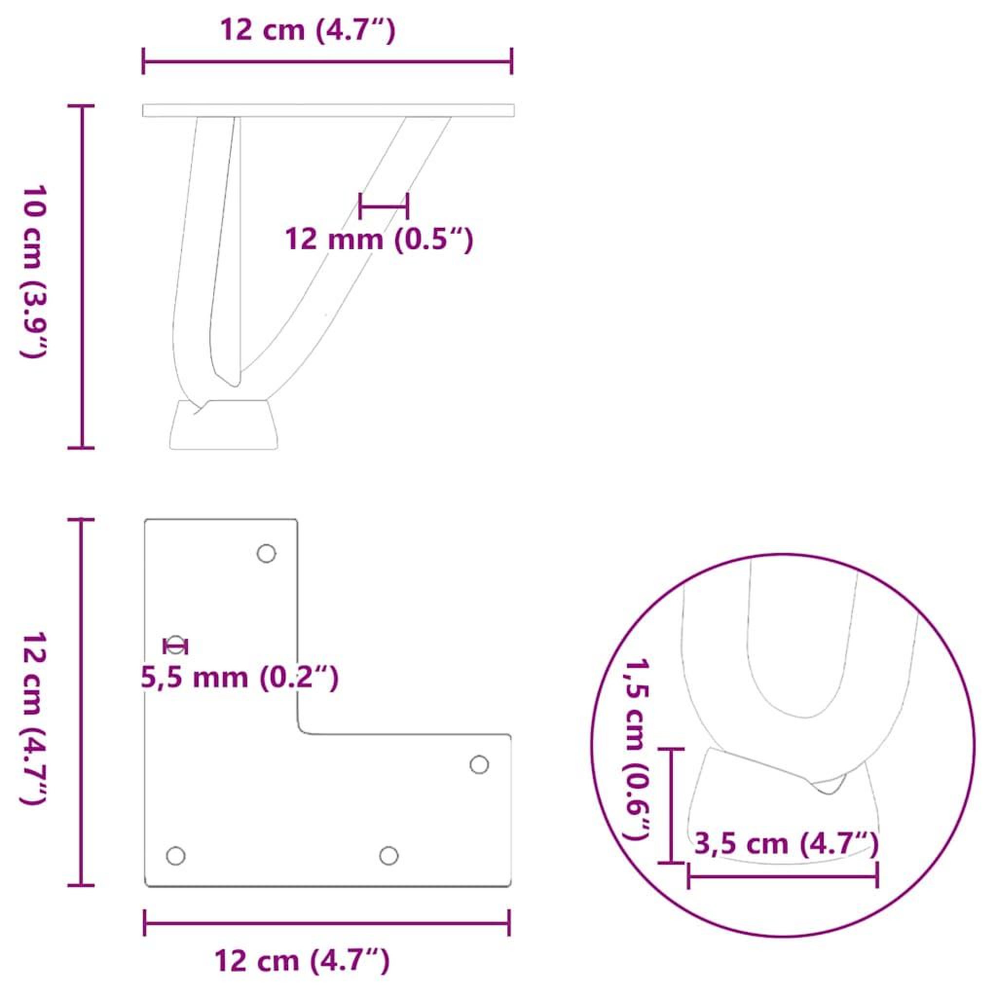 Voir la diapositive 6 : VIDAXL Pieds de table en forme d'epingle a cheveux 4 pcs anthracite