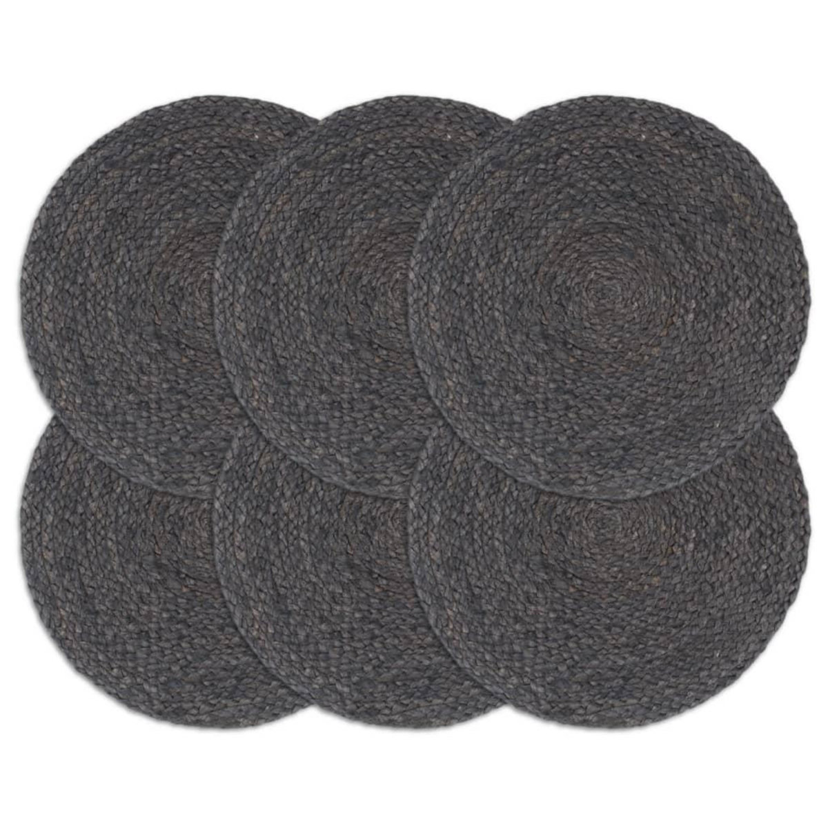 VIDAXL Napperons 6 pcs Gris fonce Plain 38 cm Rond Jute