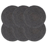 VIDAXL Napperons 6 pcs Gris fonce Plain 38 cm Rond Jute