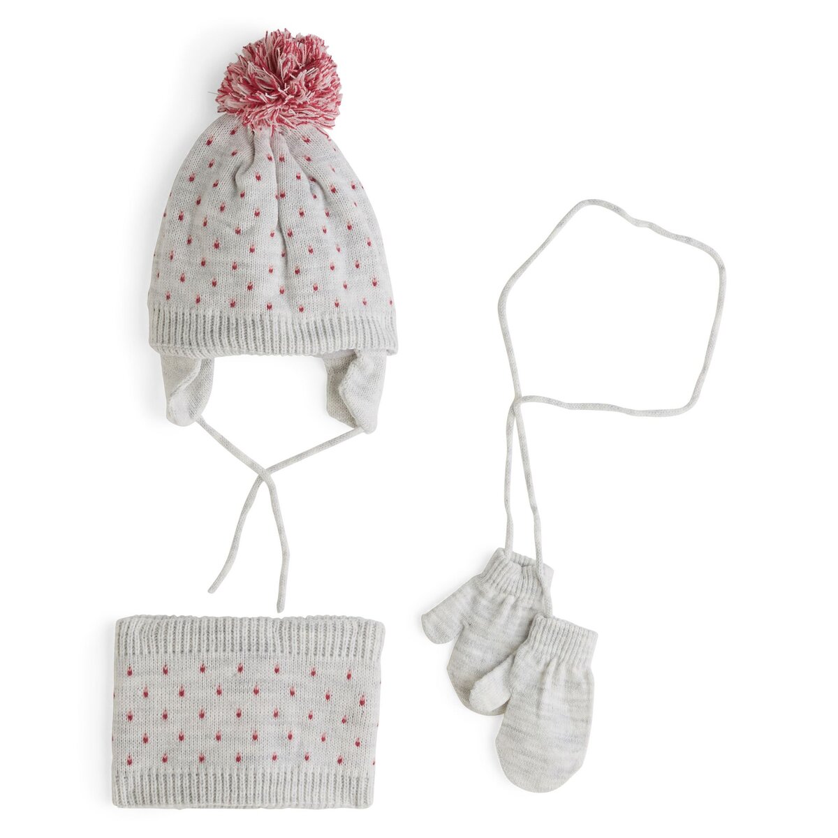 INEXTENSO Ensemble bonnet + snood + gants bébé fille pas cher