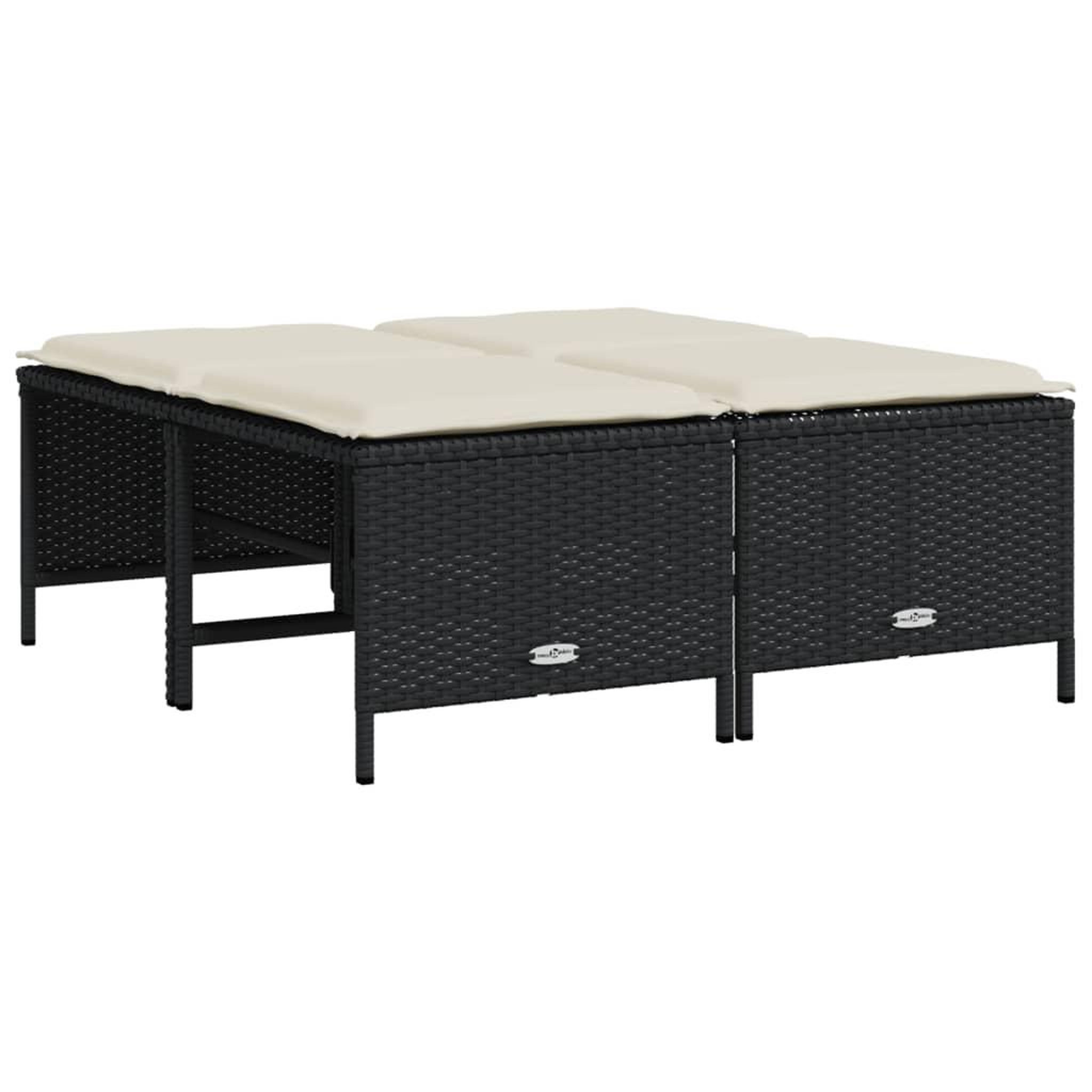 Voir la diapositive 4 : VIDAXL Salon de jardin 5 pcs avec coussins noir resine tressee