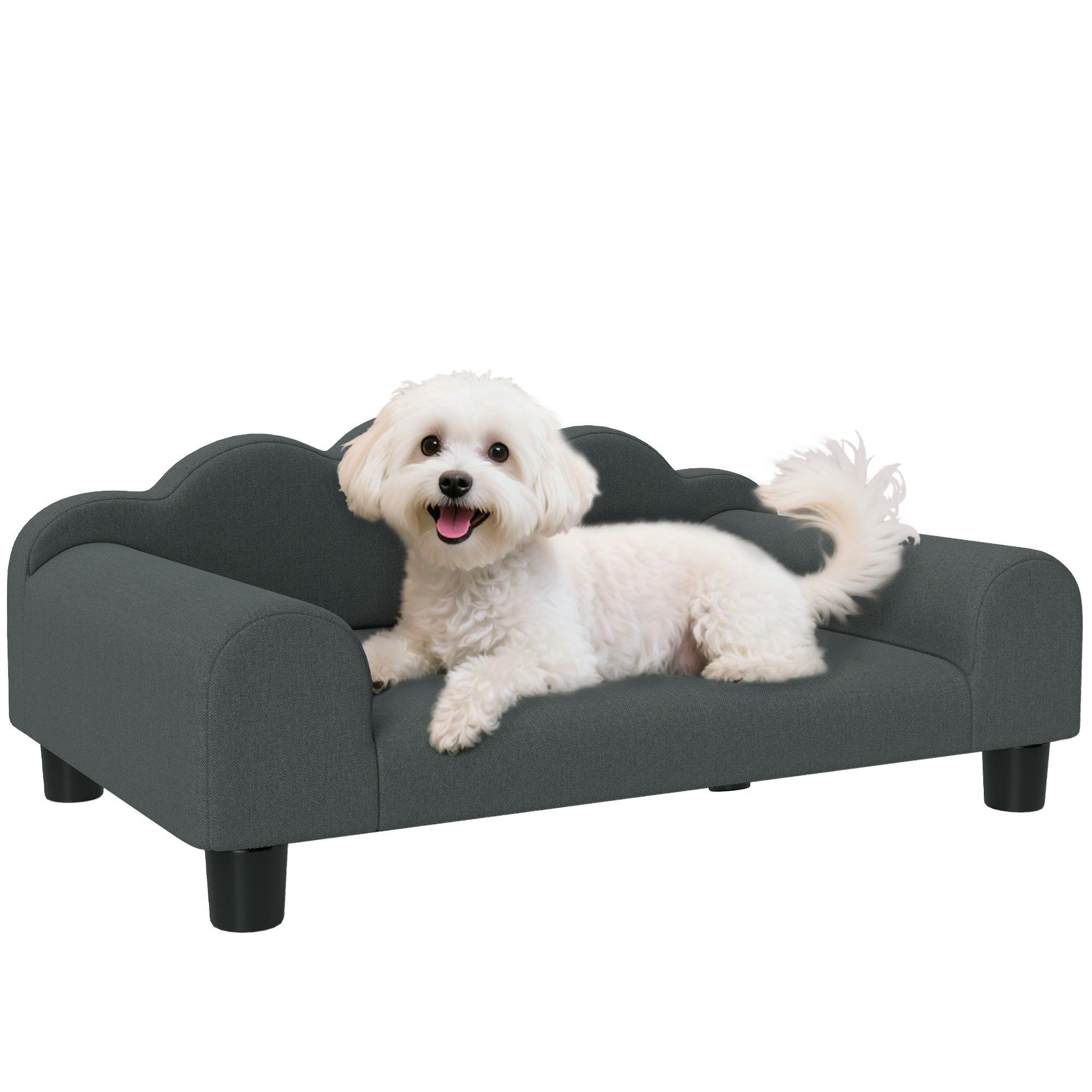 PAWHUT Canapé chien lit pour chien chat design contemporain coquillage dim. 66l x 42l x 28,5h cm gris