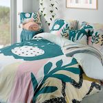 Les Ateliers du Linge Parure de lit emilia. Coloris disponibles : Bleu