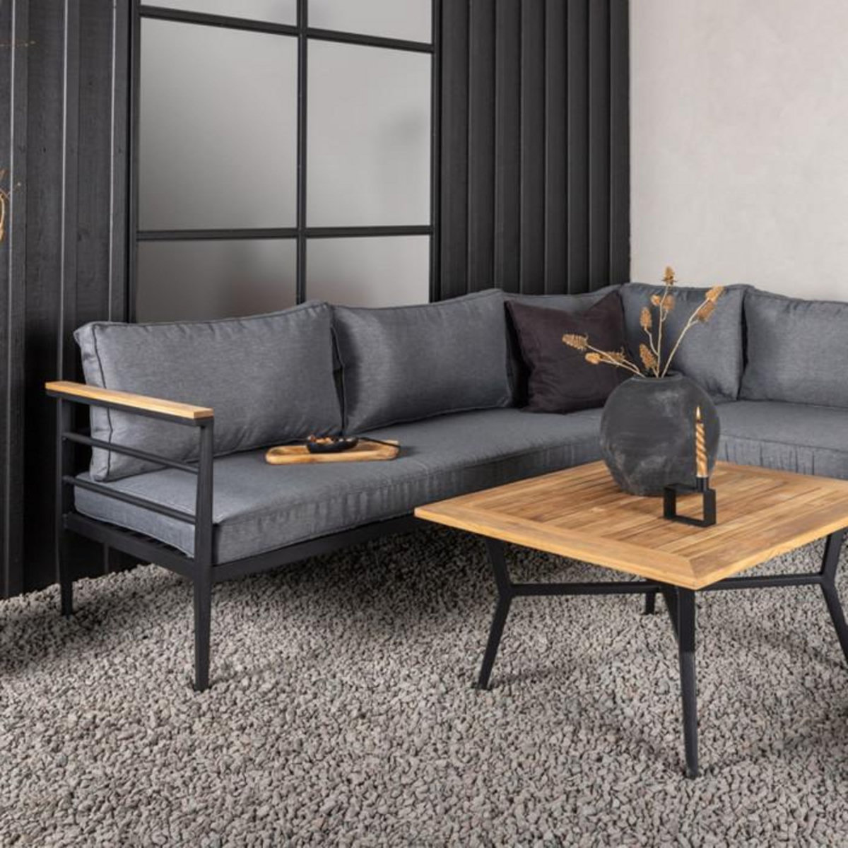 Paris Prix Salon d'Angle de Jardin 5 Places  Mexico  233cm Noir