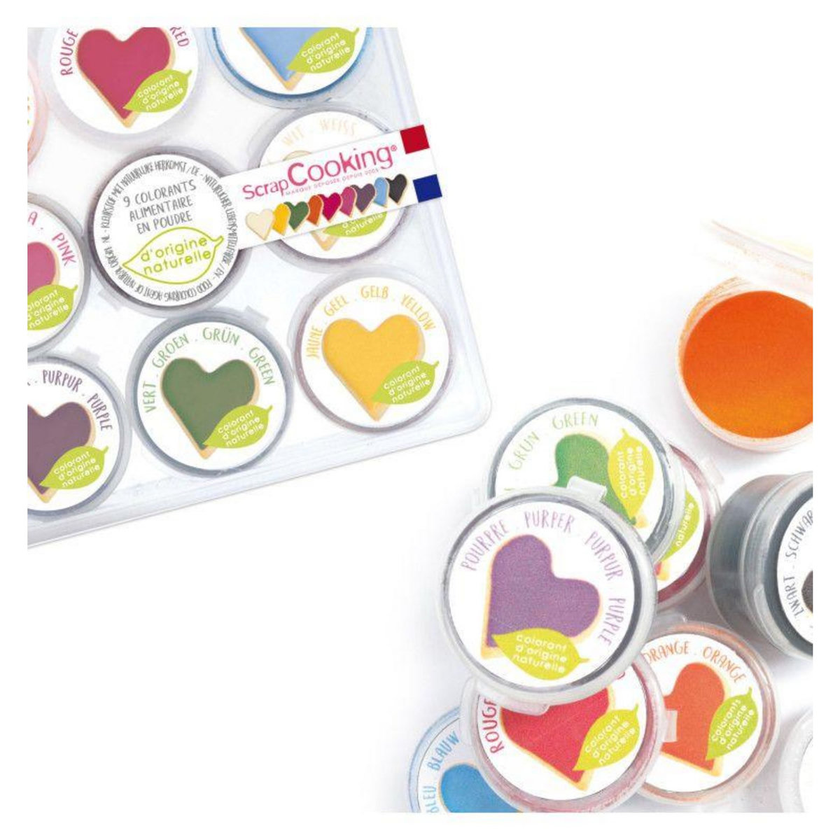 SCRAPCOOKING 9 mini colorants alimentaires d'origine naturelle en poudre