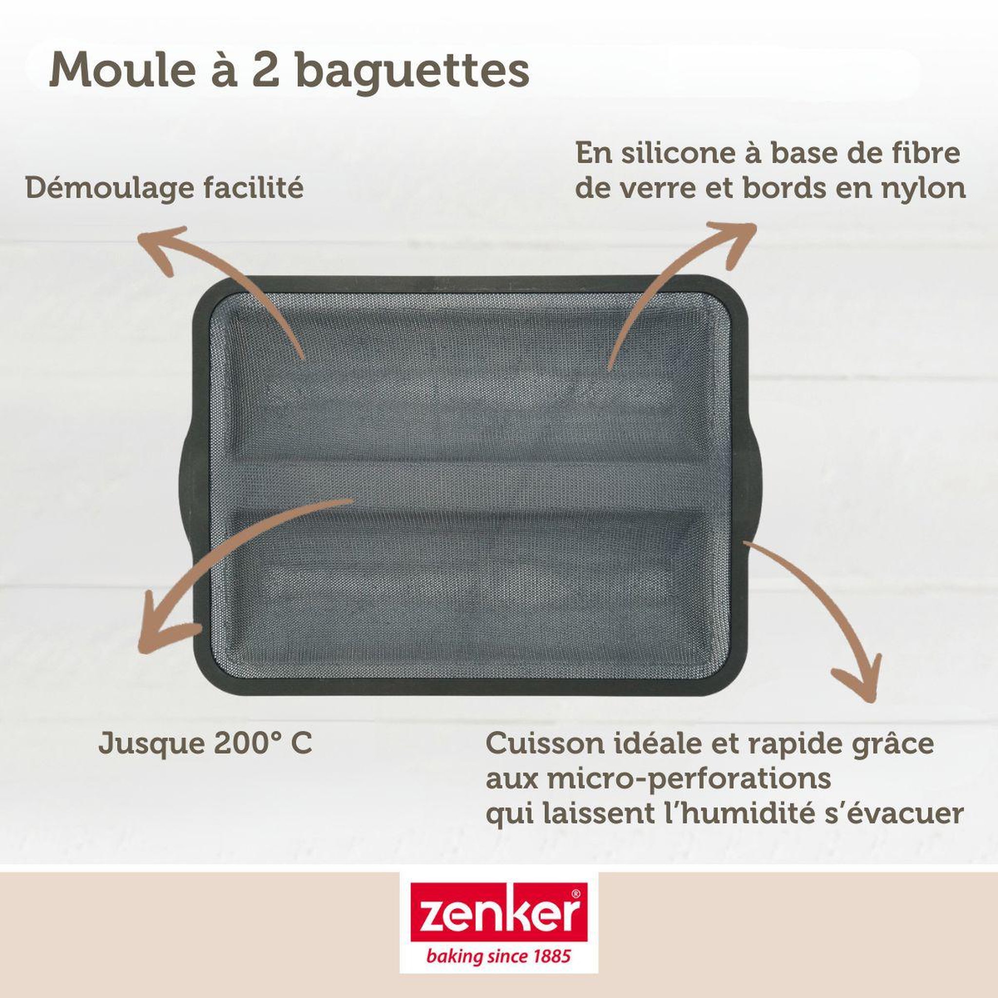 Voir la diapositive 6 : ZENKER Moule à baguettes de pain 36 x 26 cm zenker silicone fibre de verre