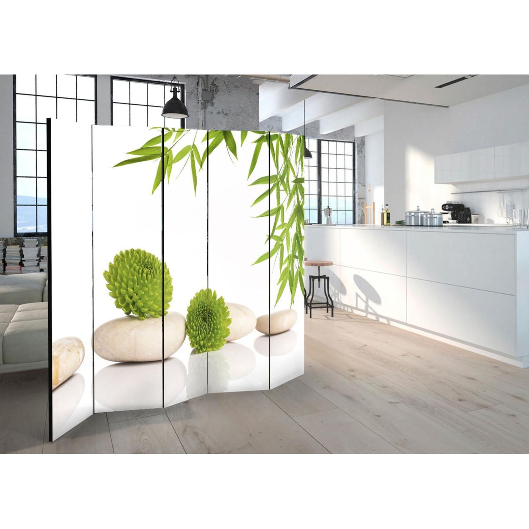 Voir la diapositive 2 : Paris Prix Paravent 5 volets  green relax  172x225cm