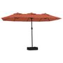 Voir la diapositive 2 : VIDAXL Parasol de jardin a double tete avec LED terre cuite 449x245 cm