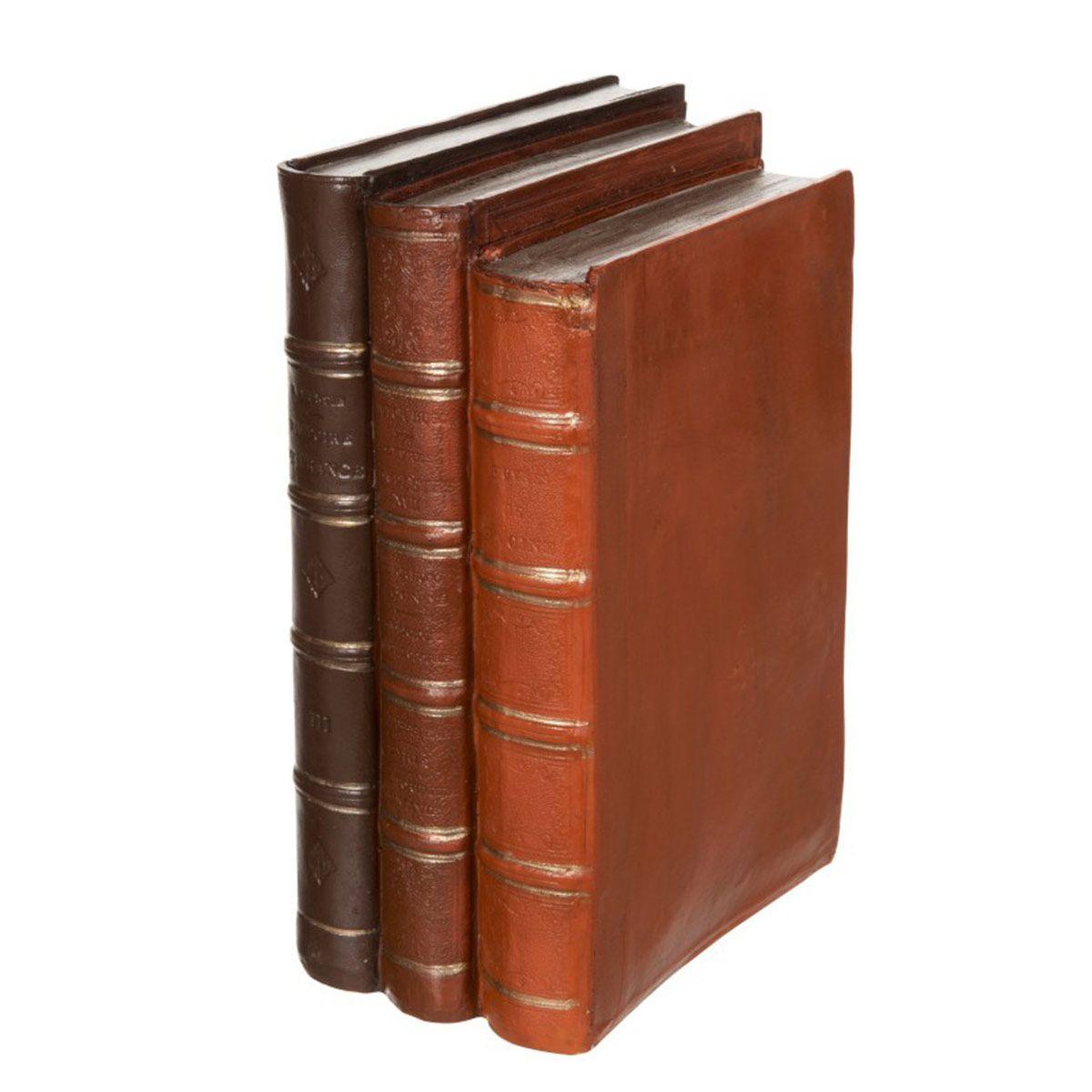 J-LINE 3 livres déco  michel  28cm marron