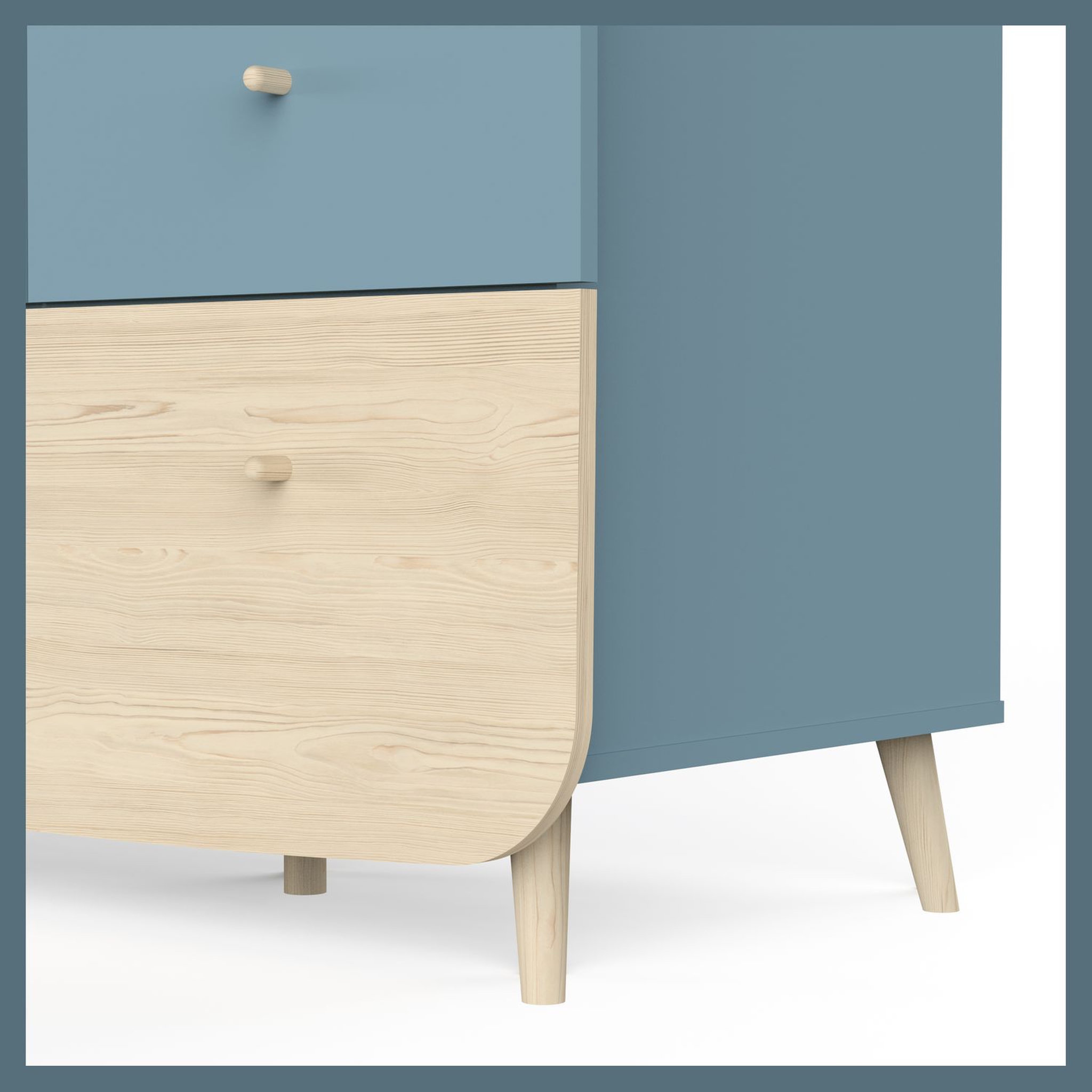 Voir la diapositive 3 : Armoire bébé enfant 2 portes 2 tiroirs bleu LINIA