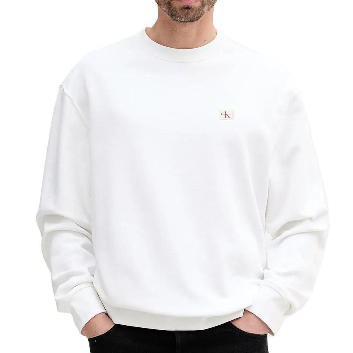 CALVIN KLEIN JEANS Sweat Blanc Homme Calvin Klein Jeans Badge Terry