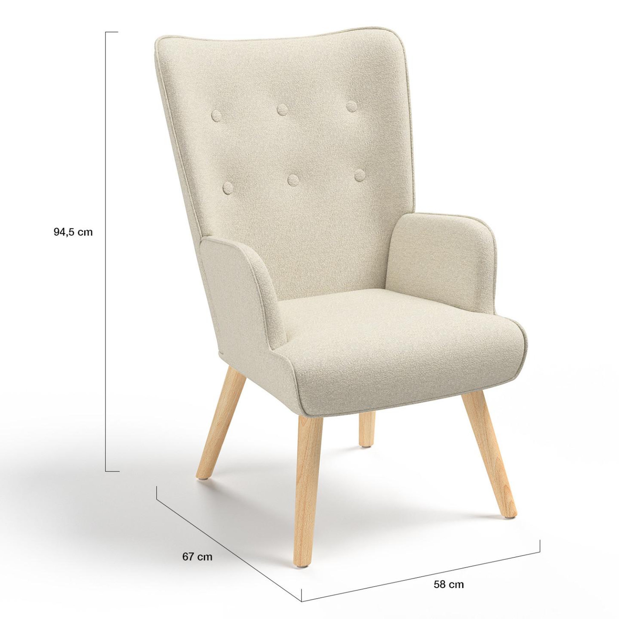 Voir la diapositive 5 : ID MARKET Fauteuil scandinave ivar en tissu beige