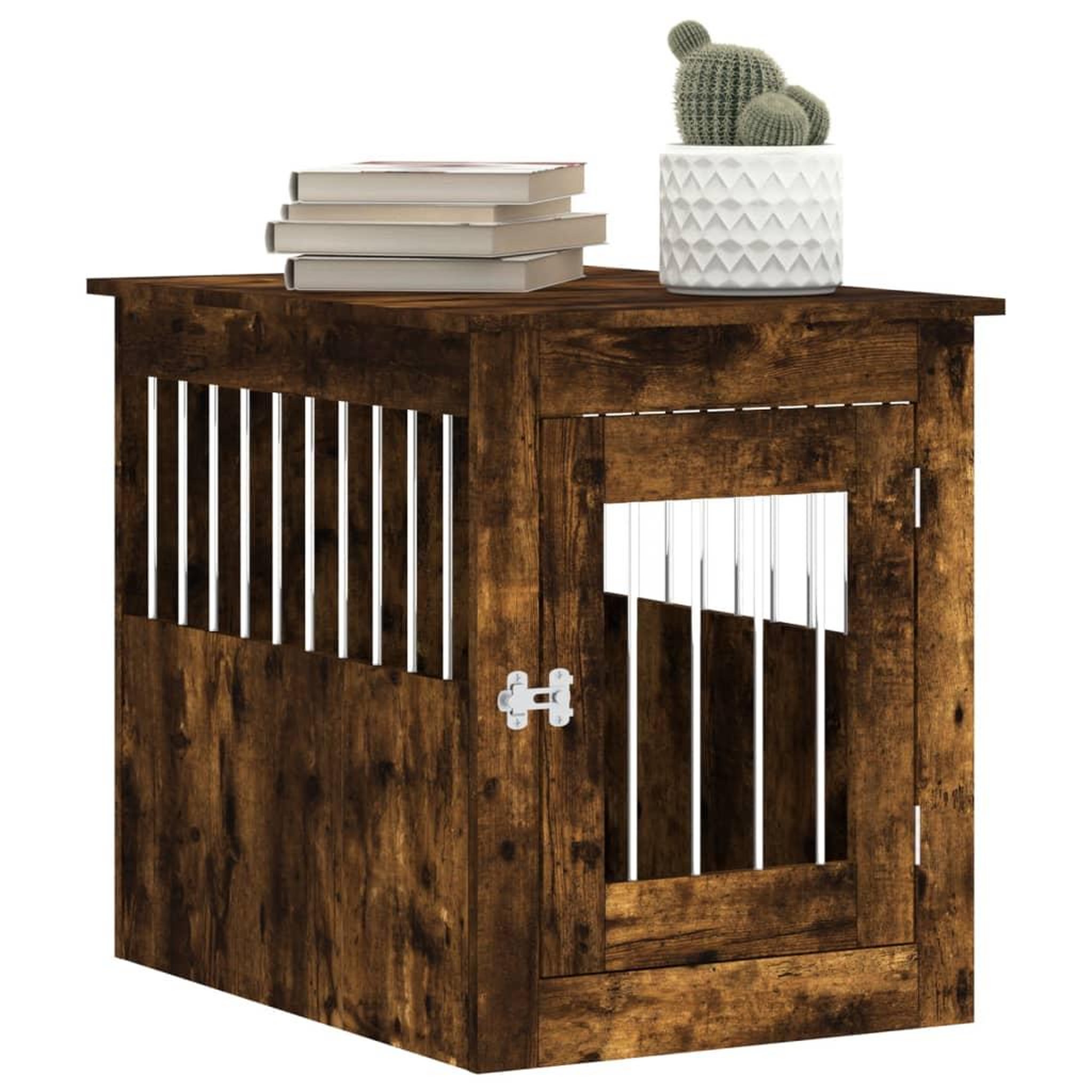 Voir la diapositive 4 : VIDAXL Meuble de cage pour chiens chene fume 55x75x65 cm