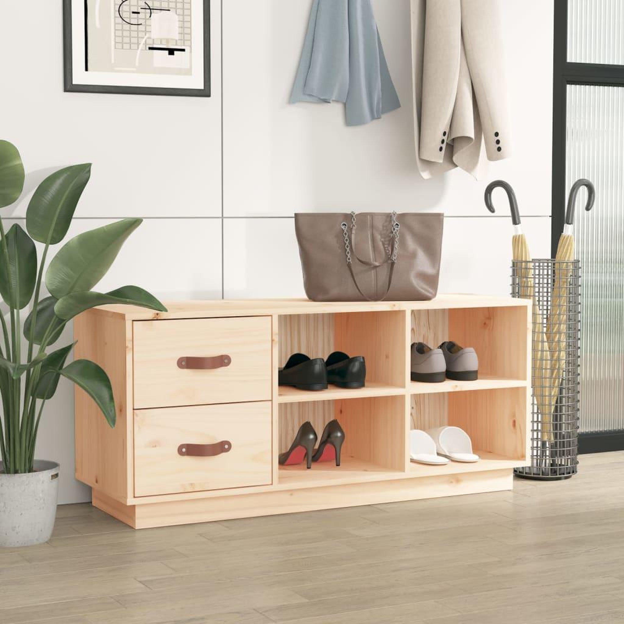 Voir la diapositive 3 : VIDAXL Banc a chaussures 100x34x45 cm Bois de pin massif