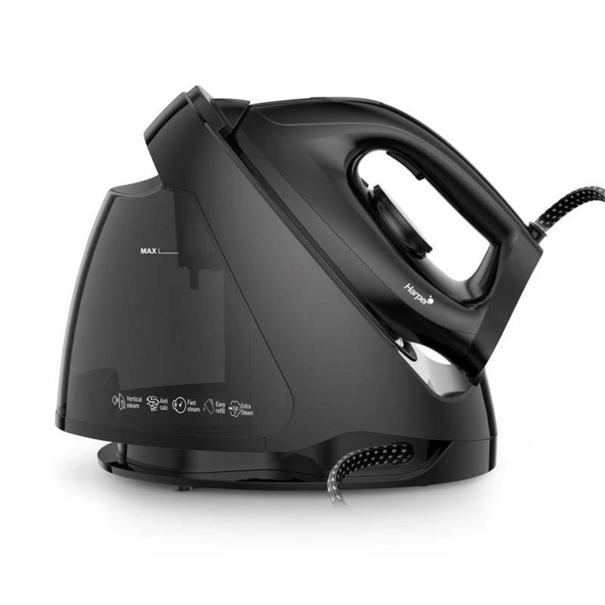 Harper Harper - Centrale Vapeur 5,5 Bars - Défroissage Verticale - Repassage à Sec - Vapeur Puissante - 2000w - Revêtement Antiadhésif