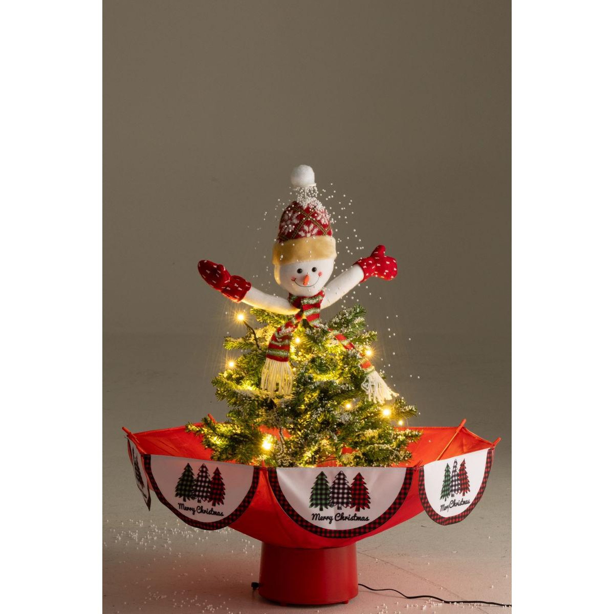 Voir la diapositive 5 : J-LINE Déco sapin noël à led  bonhomme de neige  80cm rouge