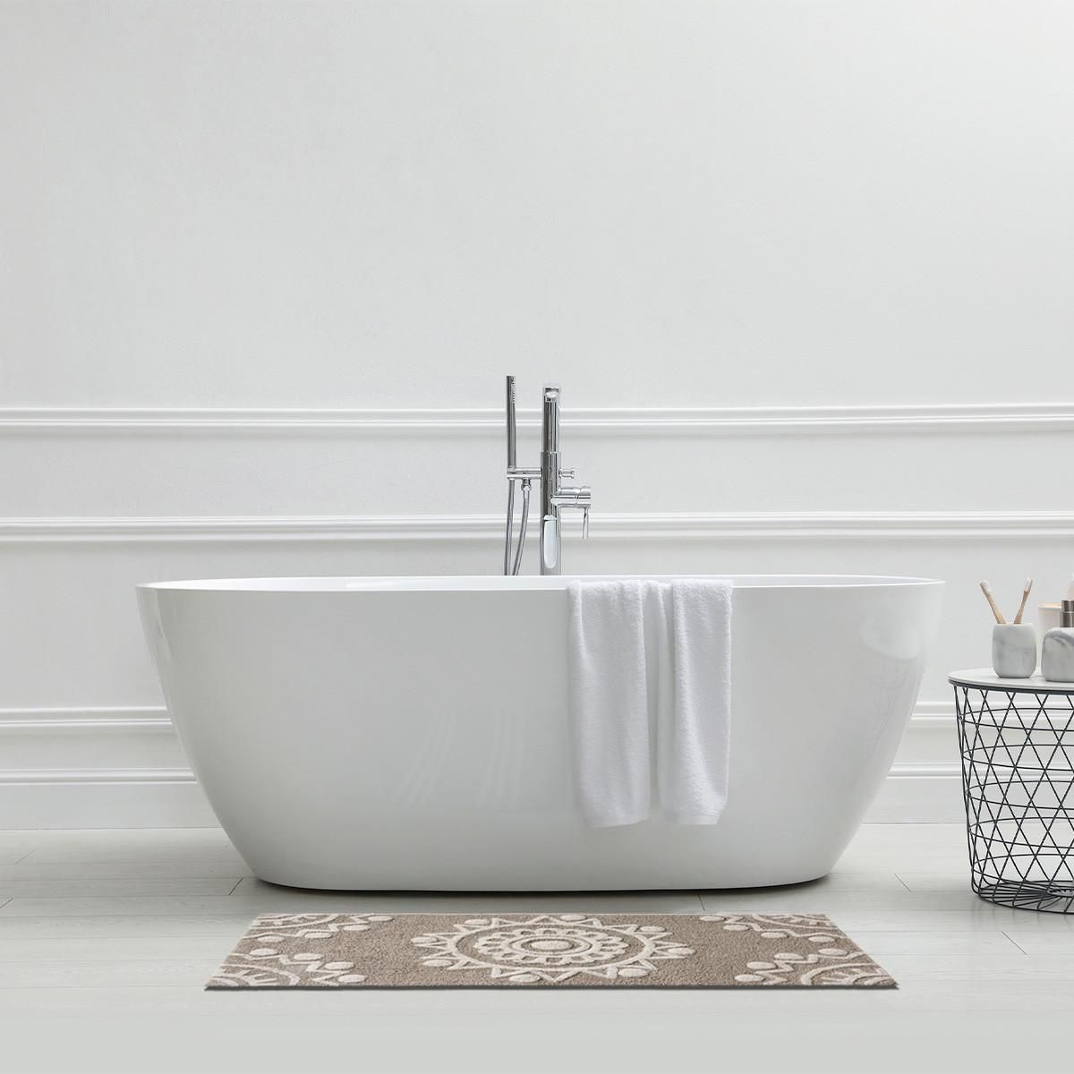 GUY LEVASSEUR Tapis de bain déco en coton tufté 60x120cm