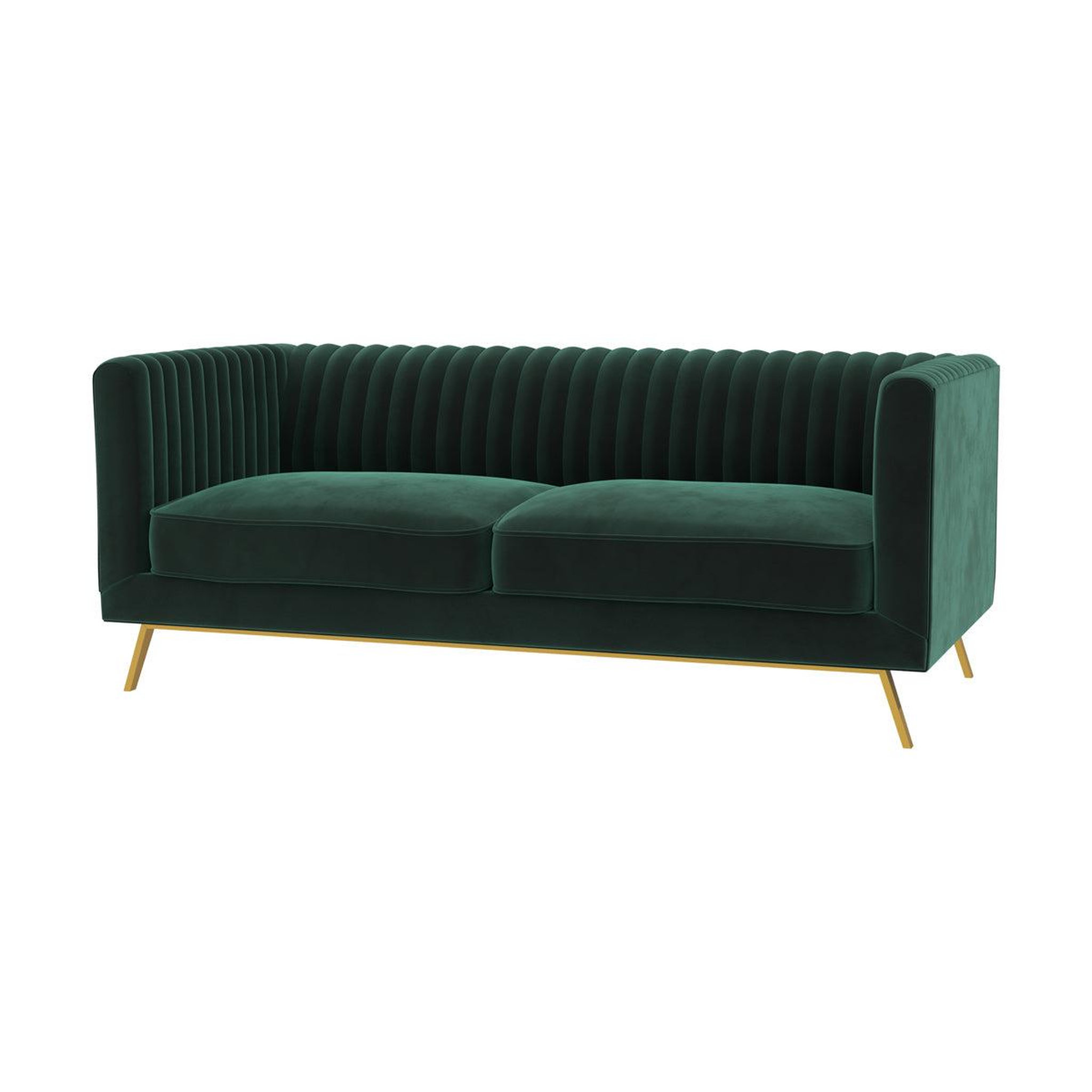 Voir la diapositive 6 : MAISON PAVANE Canapé 2 places en velours vert foncé-gatsby