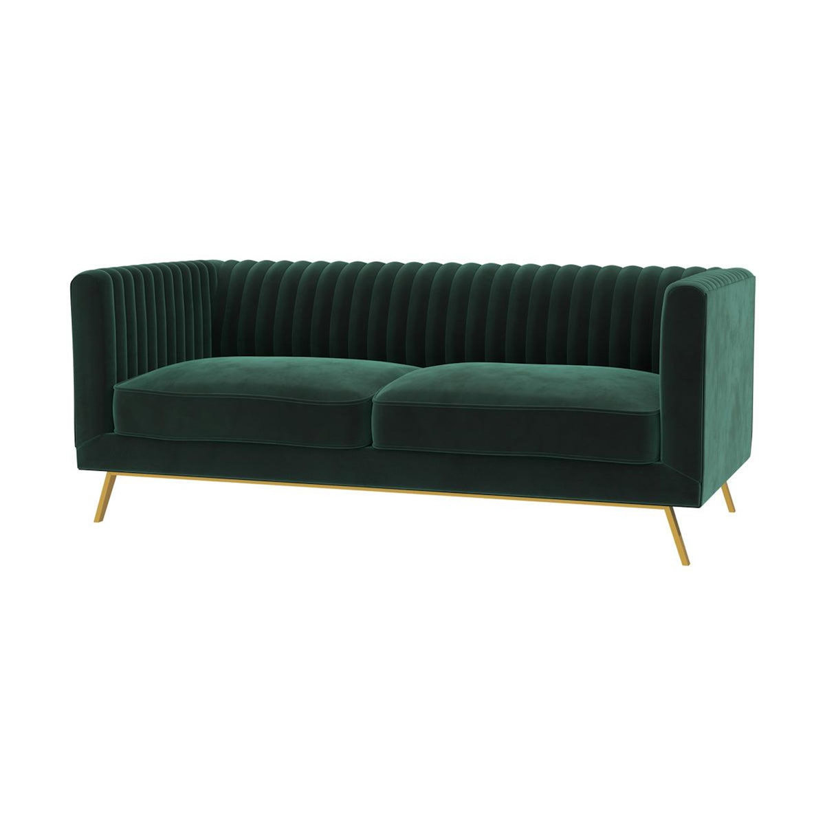 Rendez vous déco Canapé 2 places en velours vert foncé-Gatsby