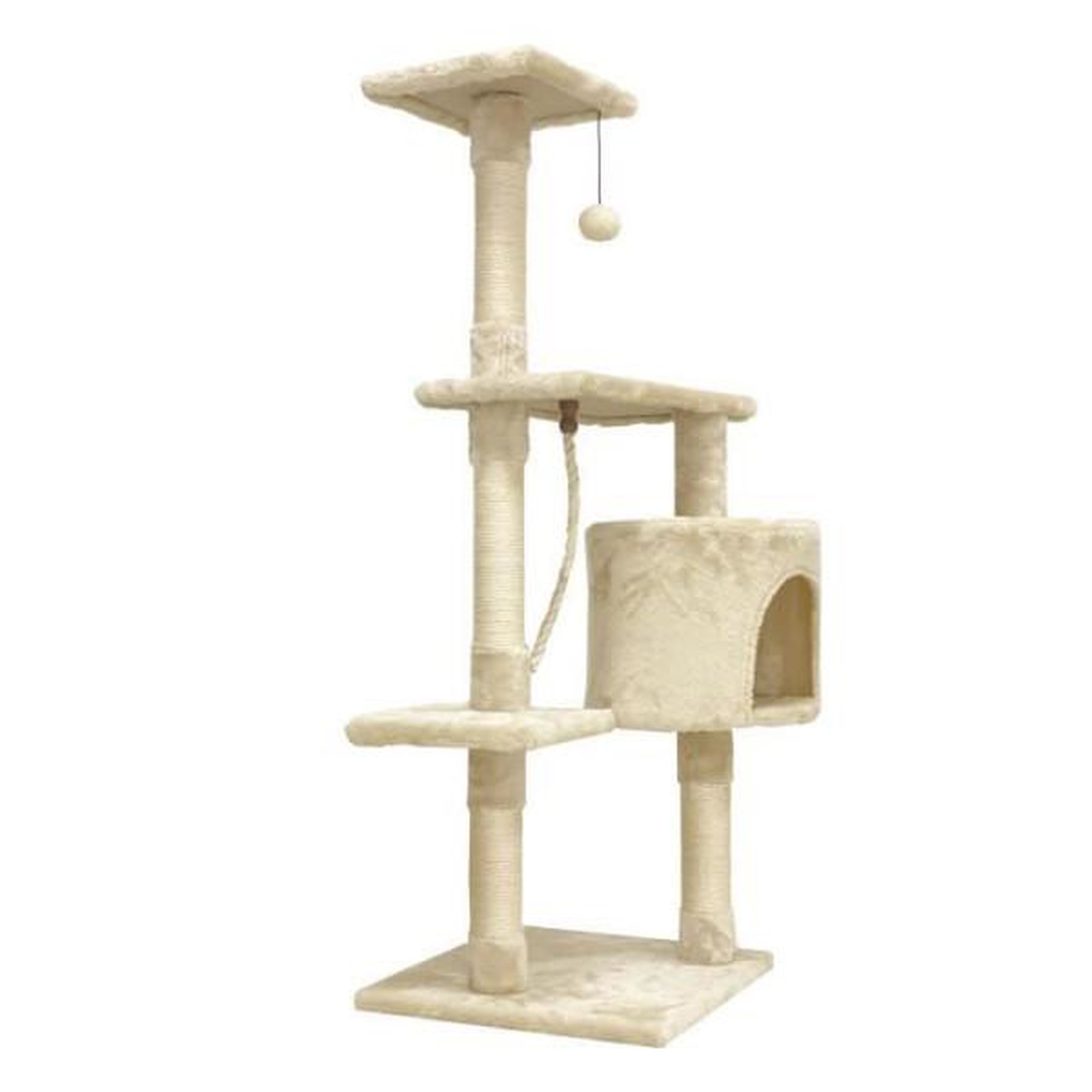 MARKET24 PALOMA Arbre a chat beige 40 x 40 x 114cm - 3 plateformes, 1 corde, 1 niche , poteaux a griffer