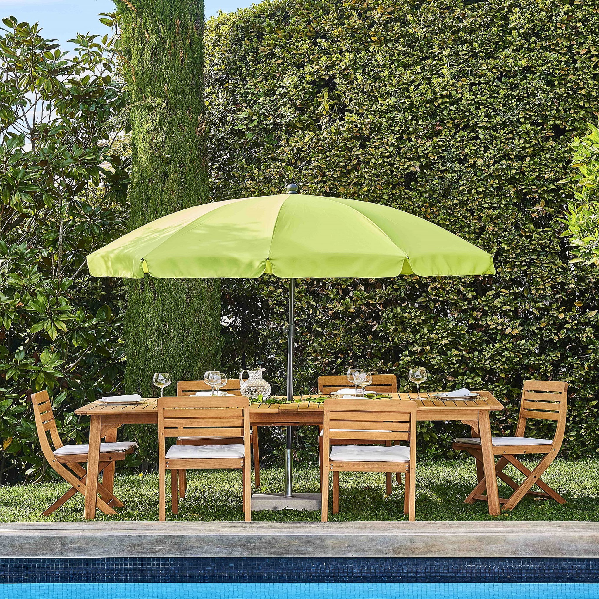Voir la diapositive 1 : FAVEX Parasol droit diam 2m vert ELENA 