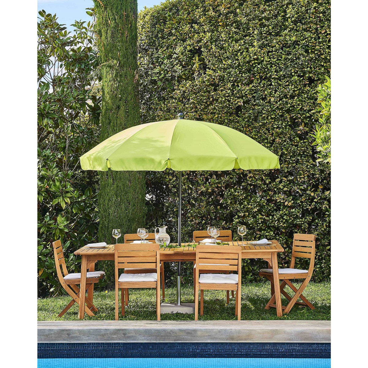 FAVEX Parasol droit diam 2m vert ELENA 