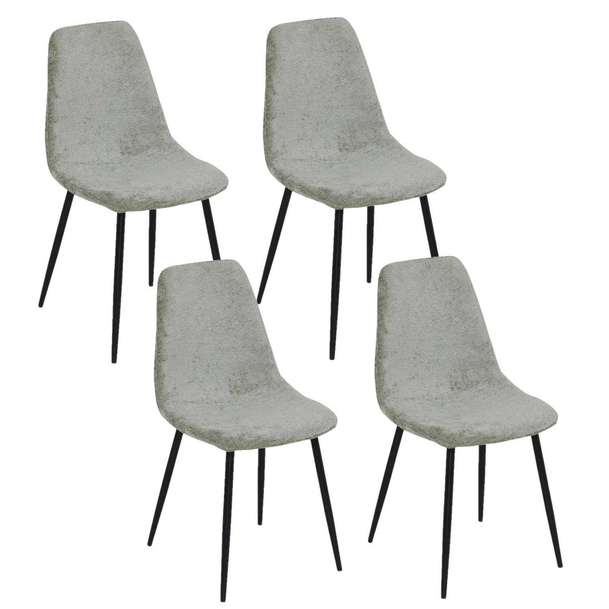 Voir la diapositive 1 : TOILINUX Lot de 4 chaises en tissu chenille et pieds métal tyka