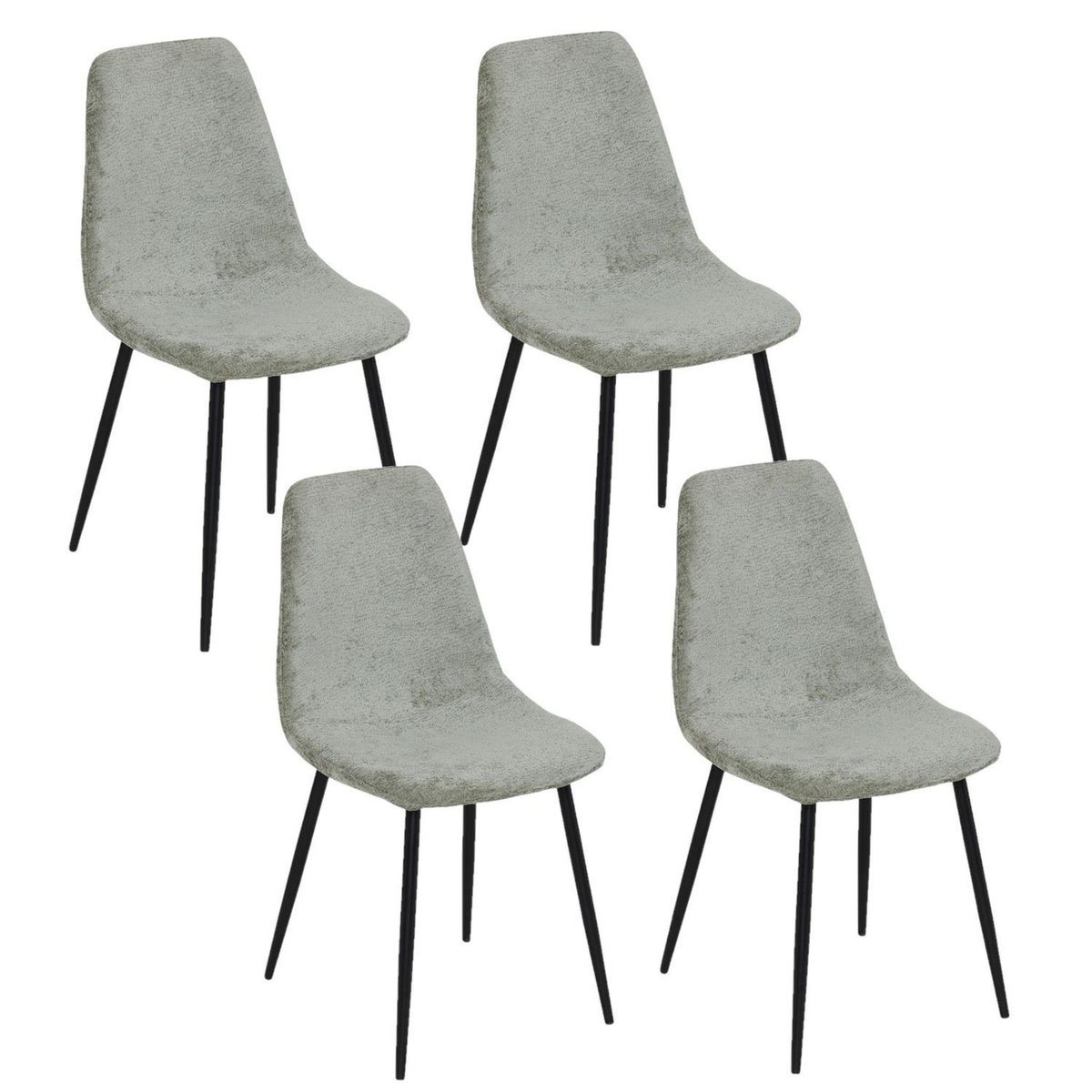 ATMOSPHERA Lot de 4 chaises en tissu chenille et pieds métal TYKA