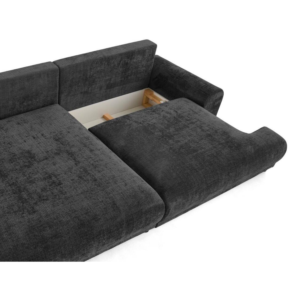 LISA DESIGN Nelly - canapé d'angle gauche 4 places convertible avec coffre en velours texturé