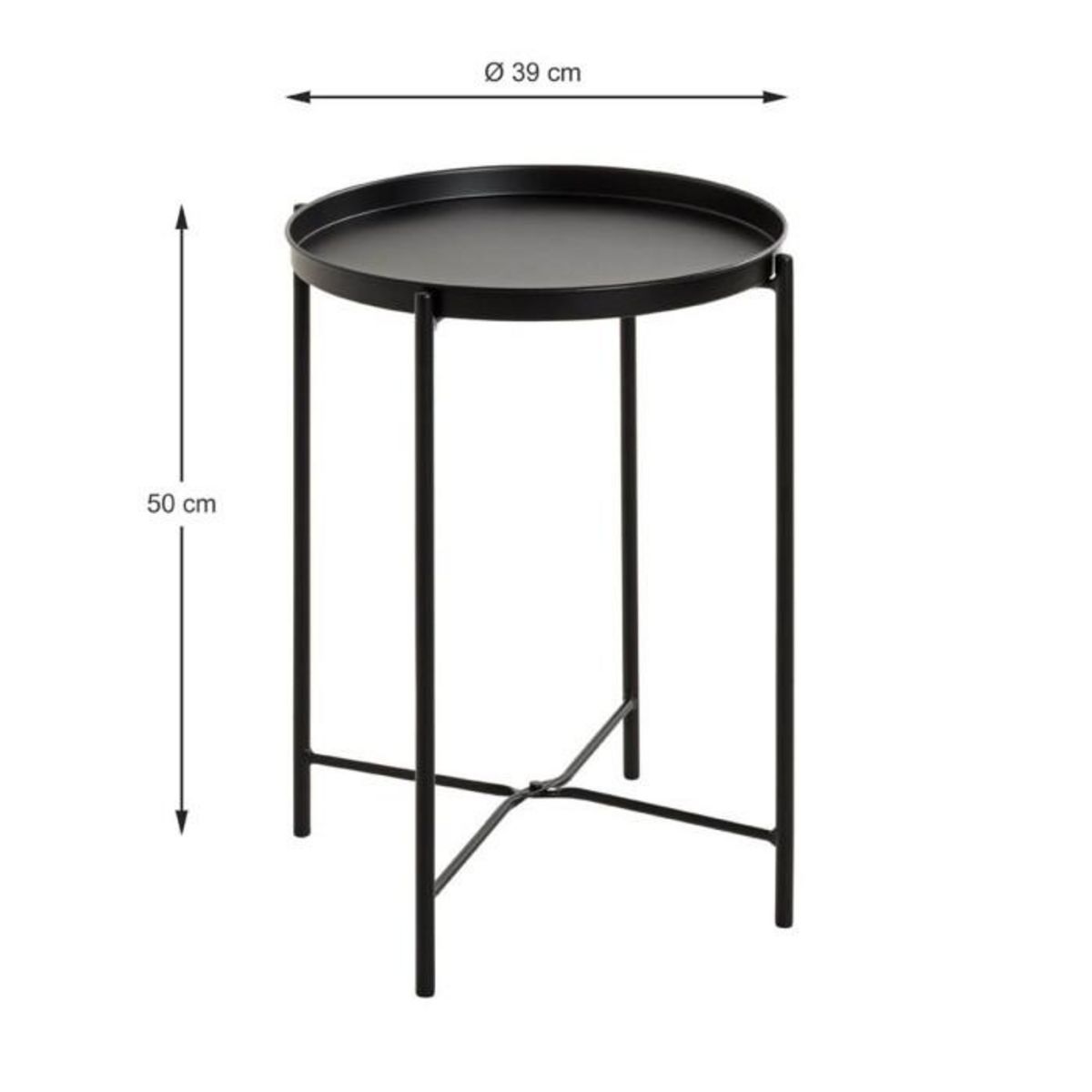 Paris Prix Table d'Appoint Métal  Yann  50cm Noir