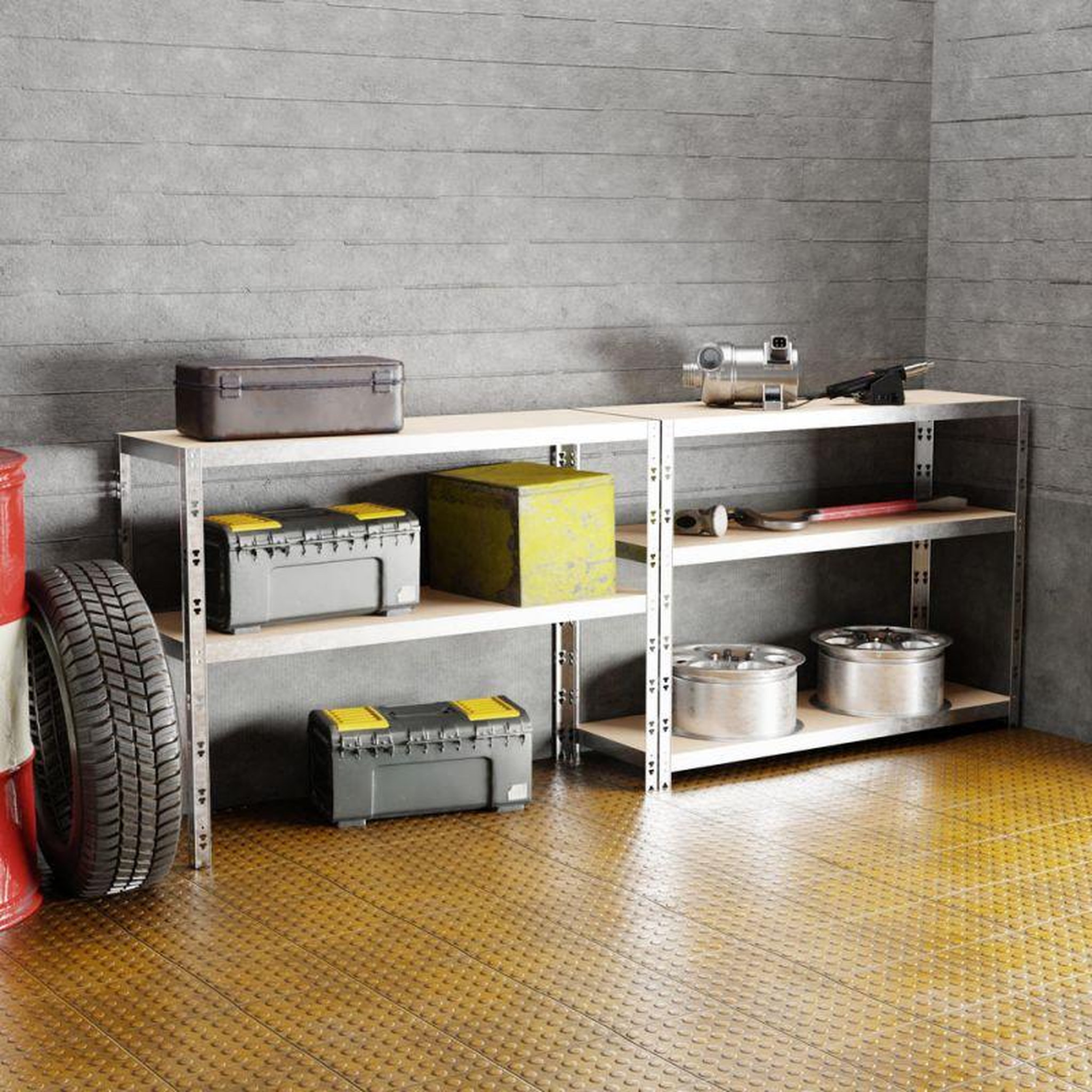 Voir la diapositive 4 : EUROSPEN Etagère de rangement modulable et polyvalente pour atelier, garage, cave... Charge Lourde max 875kg -180x120x40cm - Gris