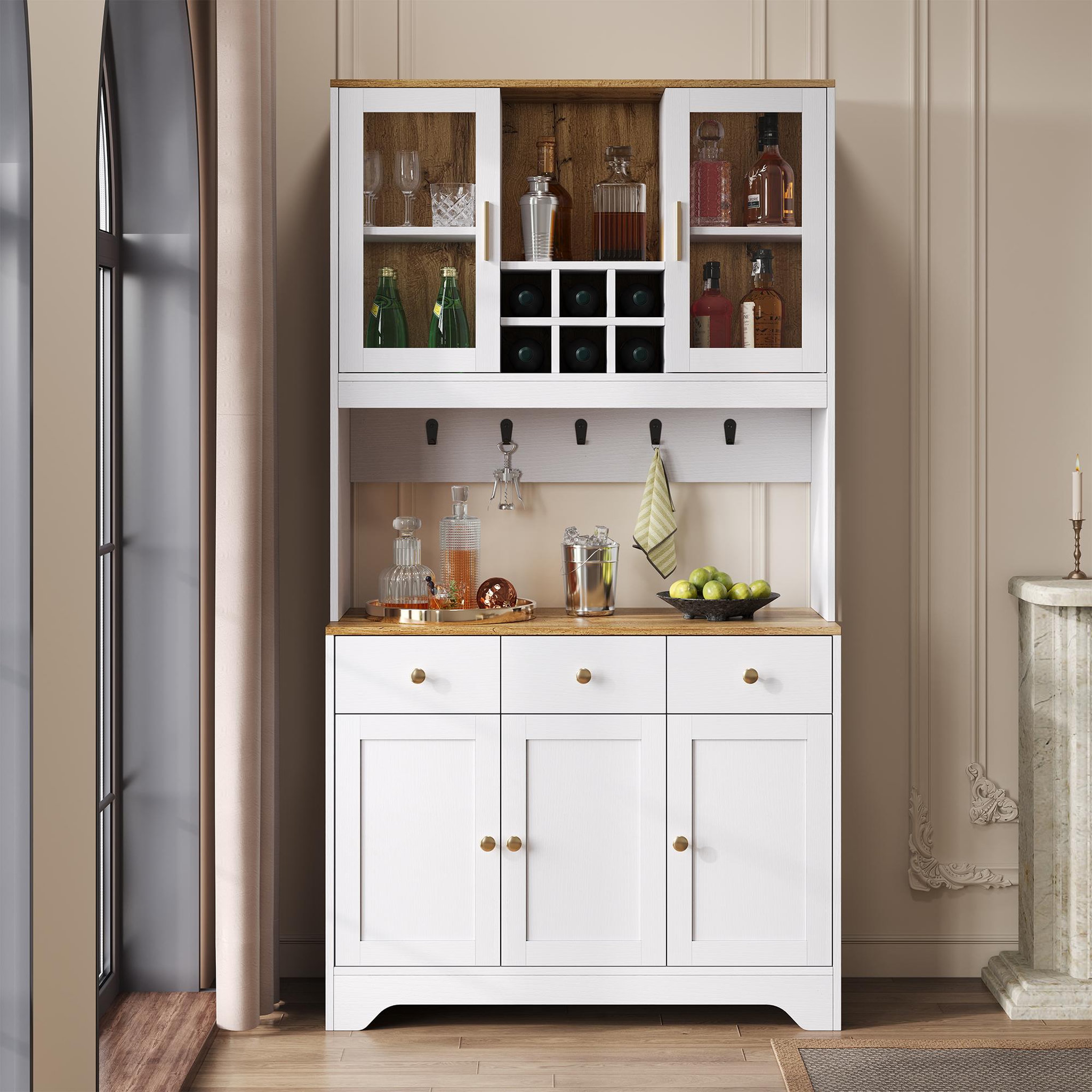 Voir la diapositive 2 : MERAX Buffet de cuisine 5 portes 3 tiroirs - 94,5 cm blanc mdf