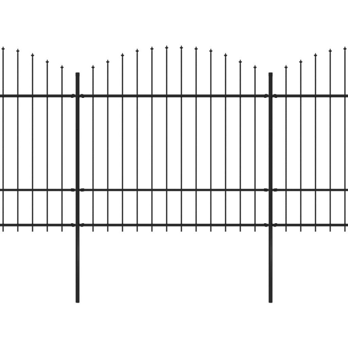 VIDAXL Cloture de jardin a dessus en lance Acier (1,5-1,75)x3,4 m Noir