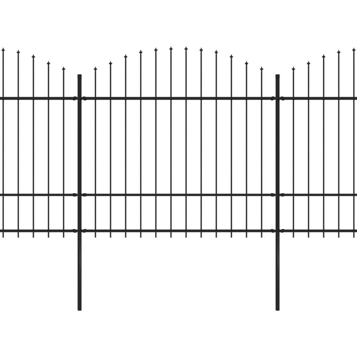 VIDAXL Cloture de jardin a dessus en lance Acier (1,5-1,75)x3,4 m Noir