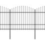 Voir la diapositive 2 : VIDAXL Cloture de jardin a dessus en lance Acier (1,5-1,75)x3,4 m Noir