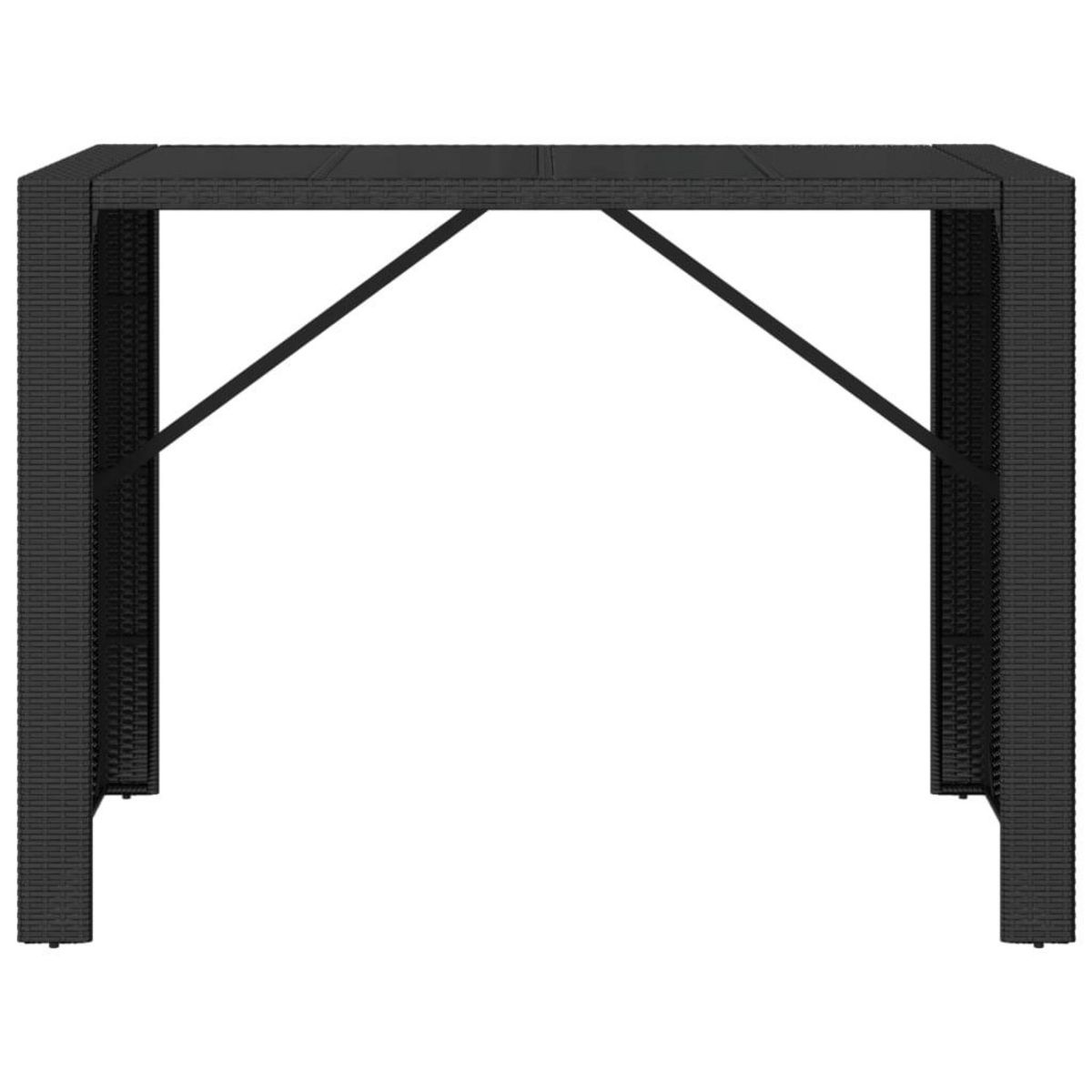 VIDAXL Table de bar et dessus en verre noir 145x80x110 cm poly rotin