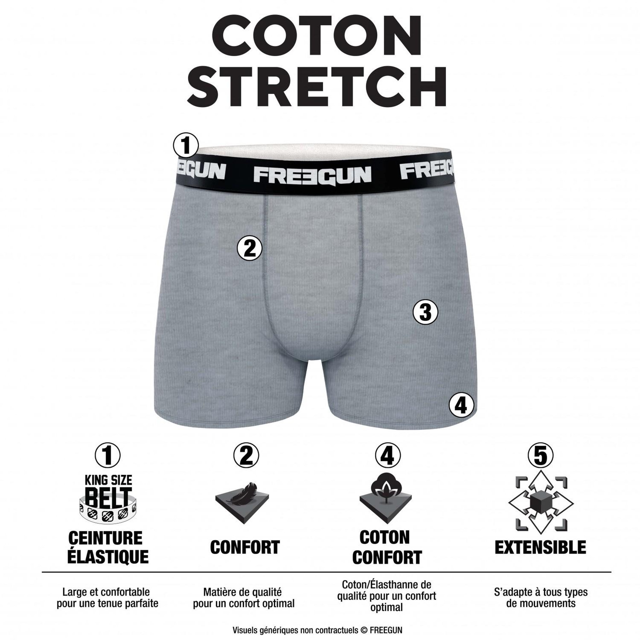 Voir la diapositive 2 : FREEGUN Lot de 4 Boxers garçon coton Rouge
