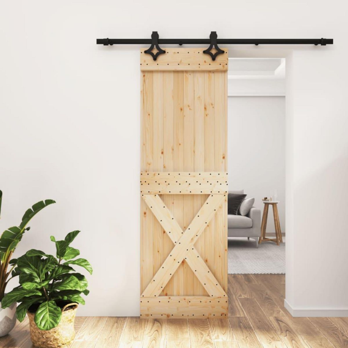 VIDAXL Porte coulissante et kit de quincaillerie 70x210 cm pin massif