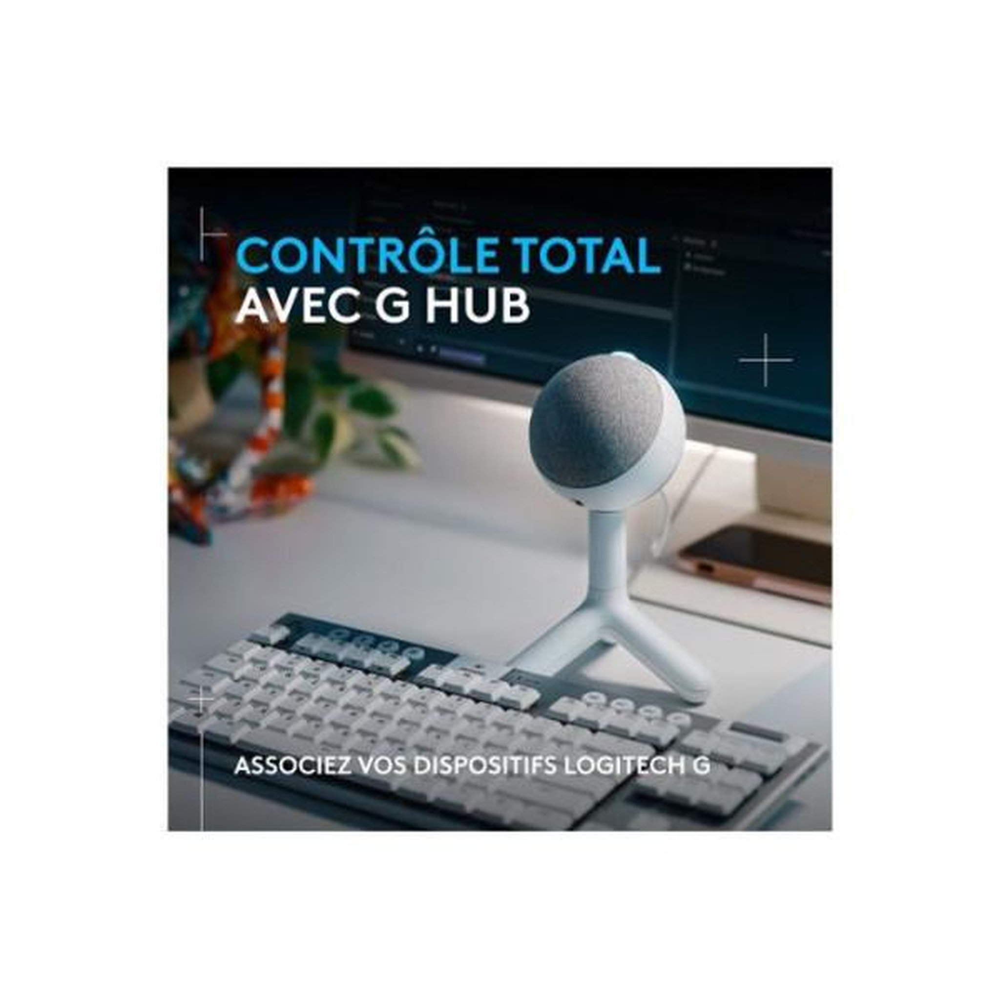 Voir la diapositive 6 : Logitech Micro Streaming Yeti Orb Blanc