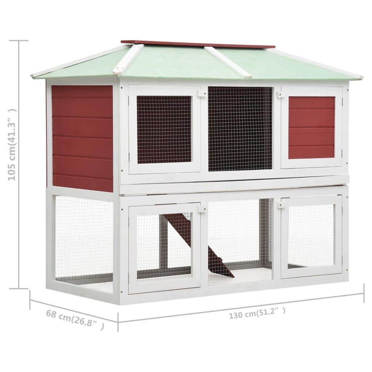 VIDAXL Cage double pour animaux Rouge Bois