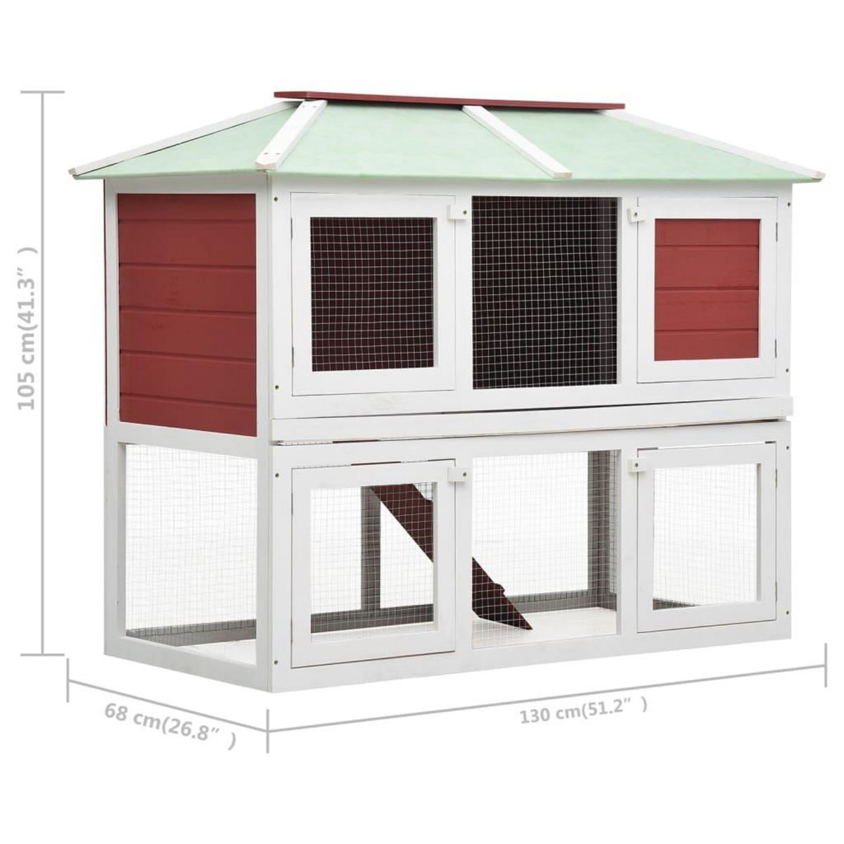 VIDAXL Cage double pour animaux Rouge Bois
